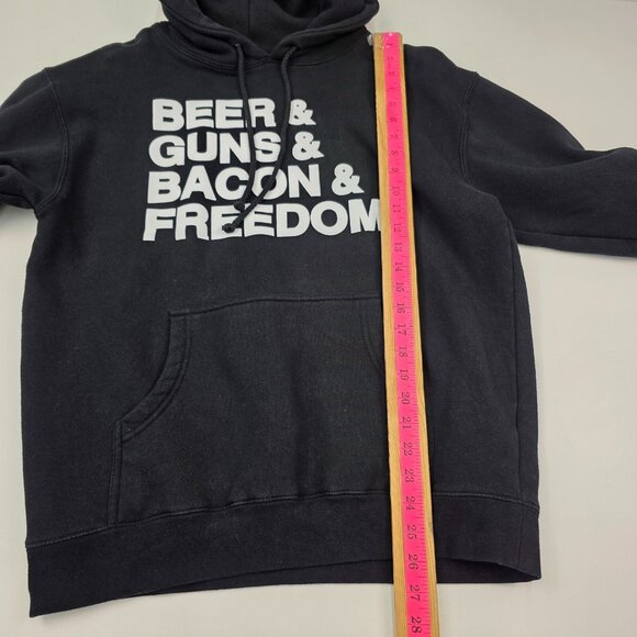Independent Trading Co Mens L Black Graphic Hoodie Beer Bacon Guns Freedom USA - Picture 10 of 11